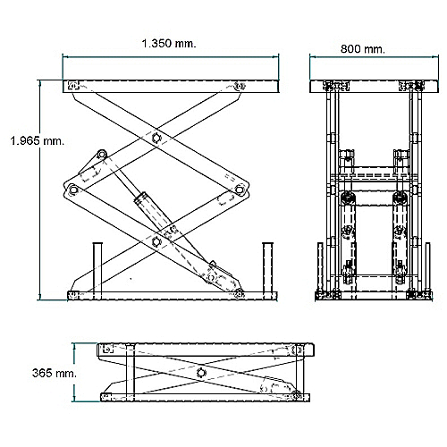 Mesa de elevação elétrica 2.000 kg. Plataforma de 1350 x 800 - 0