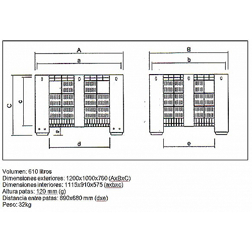 Contentor plástico liso 1.200 X 1.000 X 760 mm - 0