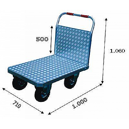 Carrinho plataforma de alumínio 1.000 x 705. Rodas pneumáticas - 0