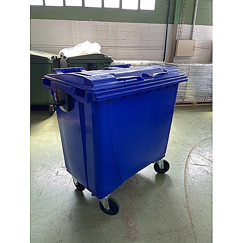 Contentor de lixo azul com rodas pneumáticas 800 L - 0