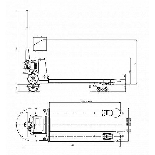 Porta-paletes com balança ZEUS WPE PREMIUM, 1150х540mm, XK3190-A12E OIML 2500 kg - 0