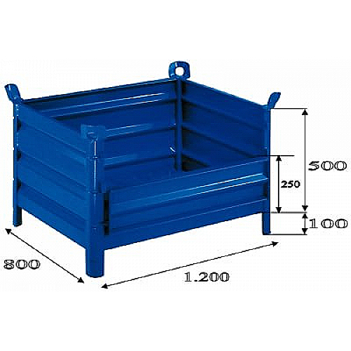 Cesto de chapa metálica 1200 x 800 com lateral dobrável - 0