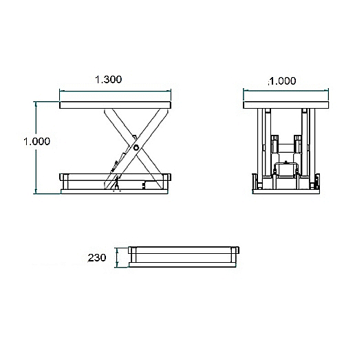 Mesa de elevação elétrica 2.000 kg. Plataforma de 1300 x 1000 - 0