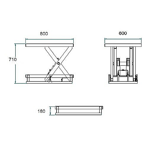 Mesa de elevação elétrica 1.000 kg. Plataforma de 800 x 600 - 0