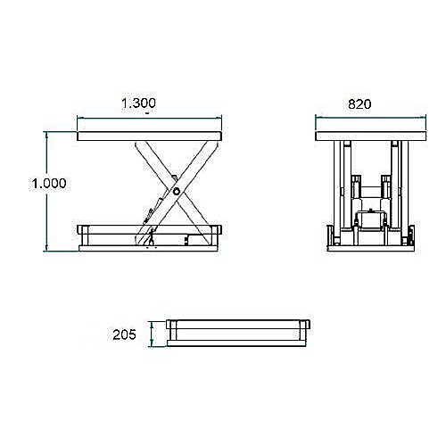 Mesa de elevação elétrica 1.000 kg. Plataforma de 1300 x 820 - 0