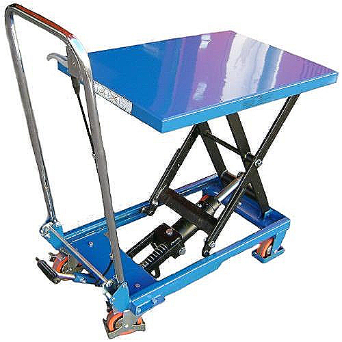 Mesa elevatória manual 150 kg, pega dobrável