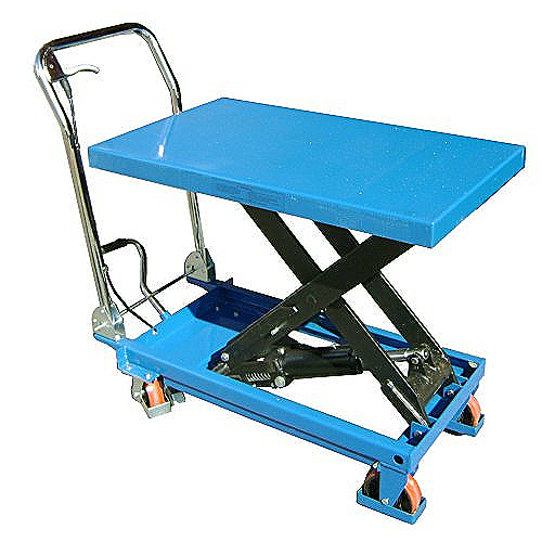 Mesa elevatória manual 500 kg, pega dobrável