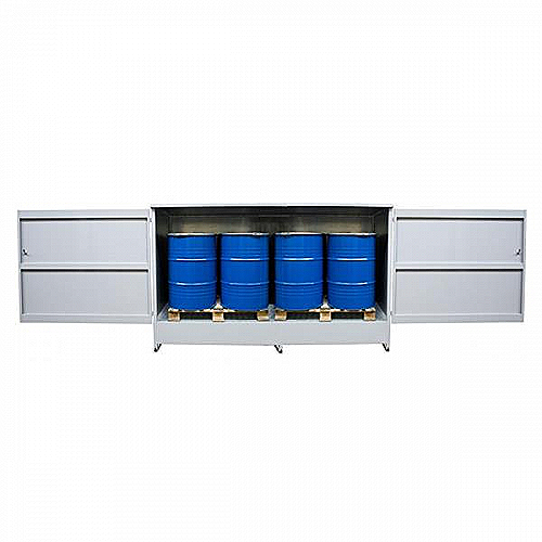 Armário industrial Galvanizado com Tampa para 2 IBC 1.000L ou 8 bidões de 200L