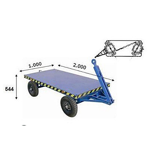 Carrinho plataforma reboque duplo com Puxador 2.000 kg - 0