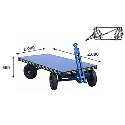 Carrinho plataforma reboque duplo com Puxador 4.000 kg - 0