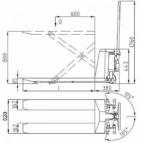 Porta-paletes tesoura manual 1.500 kg - 0